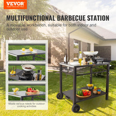 VEVOR close-up of black iron tabletop highlighting smooth polished edges for safety