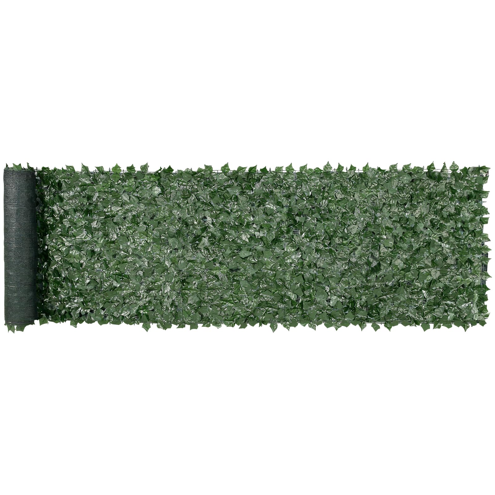 VEVOR front view of full 39x158 in ivy fence showing dense coverage and instant privacy