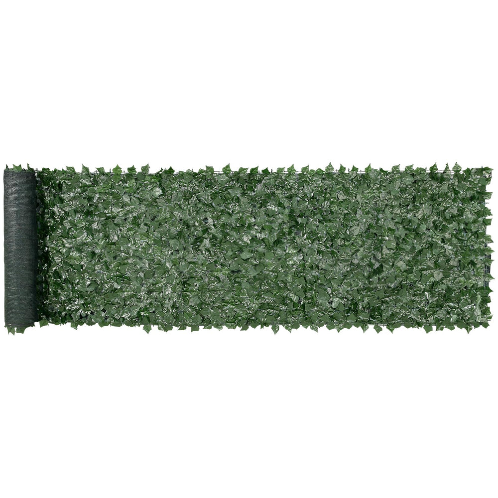 VEVOR front view of full 39x158 in ivy fence showing dense coverage and instant privacy