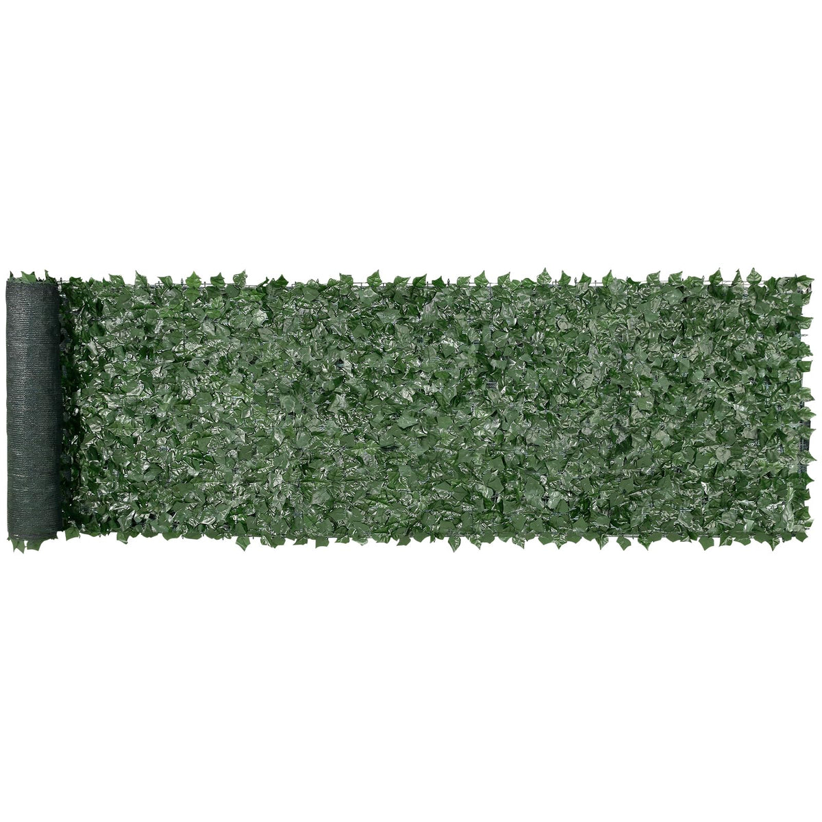 VEVOR front view of full 39x158 in ivy fence showing dense coverage and instant privacy