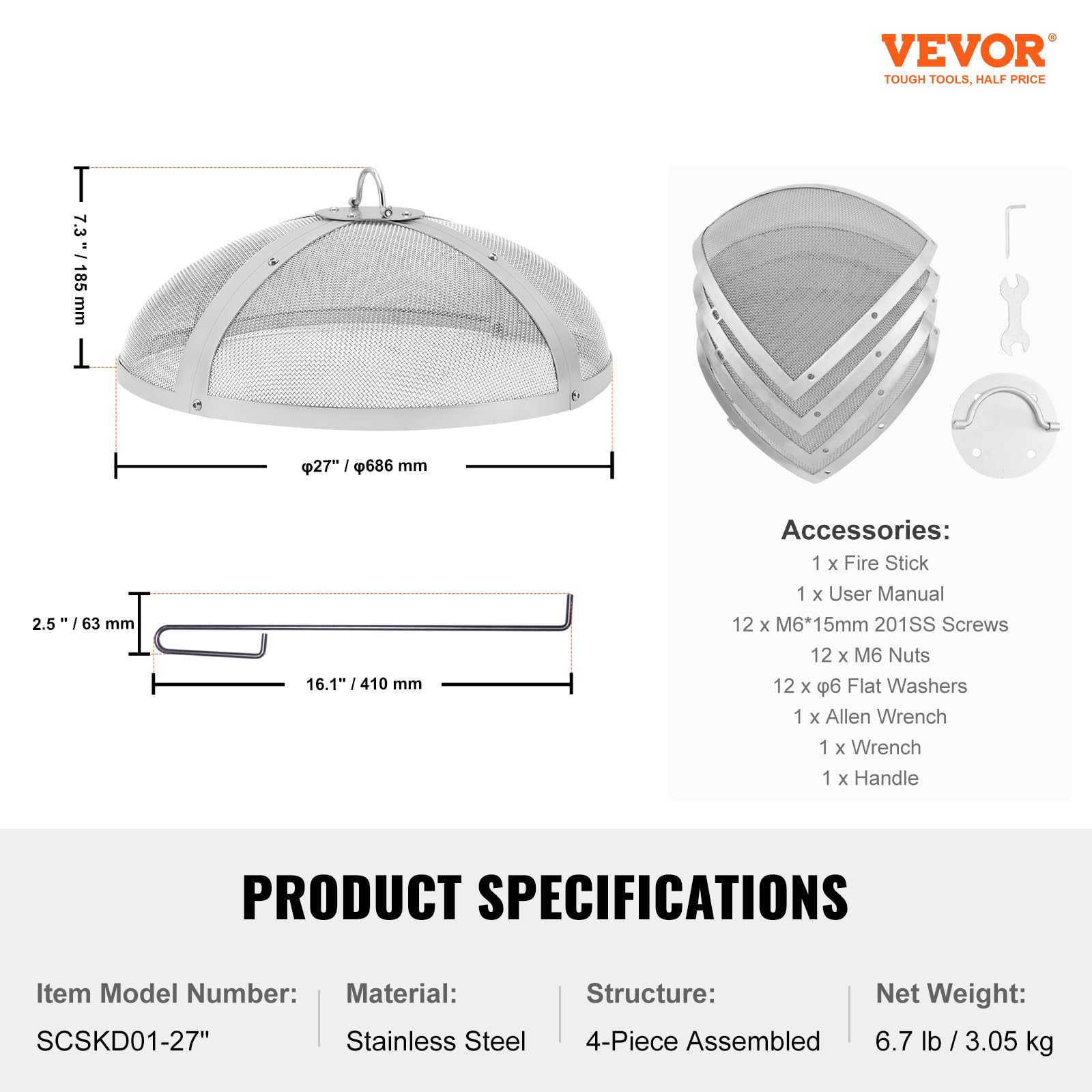 VEVOR packaging close-up of screws and label for straightforward setup