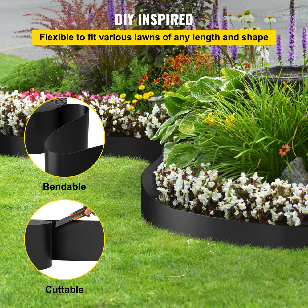 VEVOR height comparison showing 10 inch edge preventing root intrusion