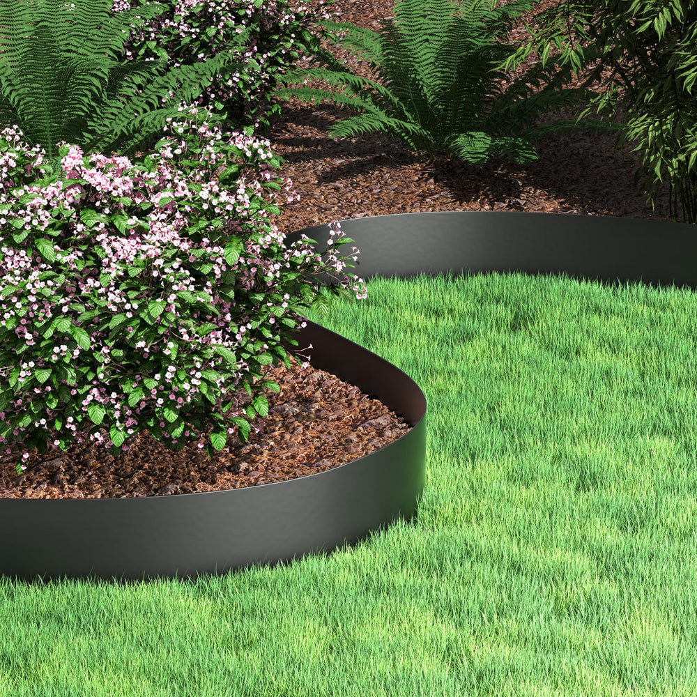 VEVOR edging holding mulch and stones in place for low-maintenance landscaping