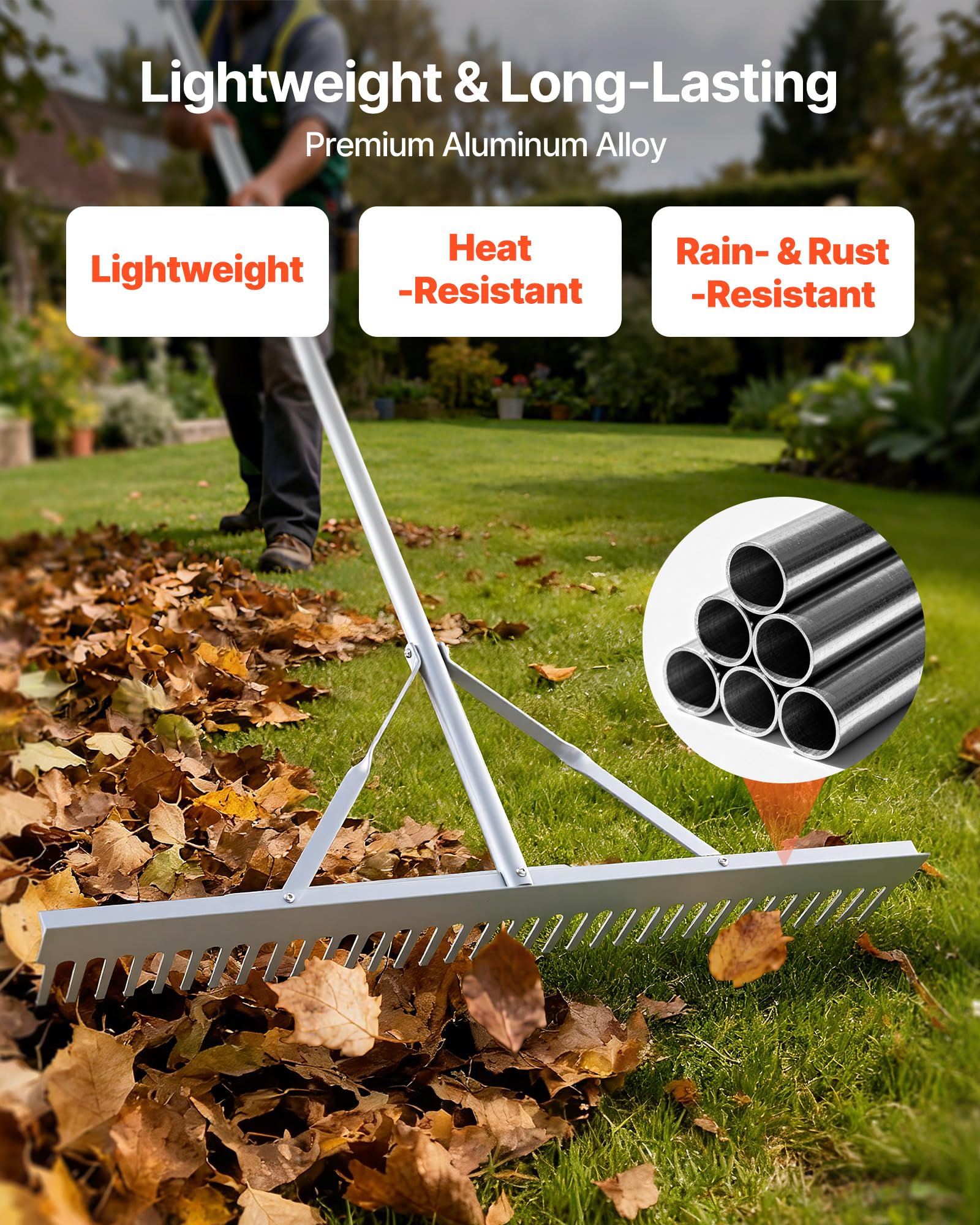 VEVOR rake in pond removing floating debris with included buoyant rope