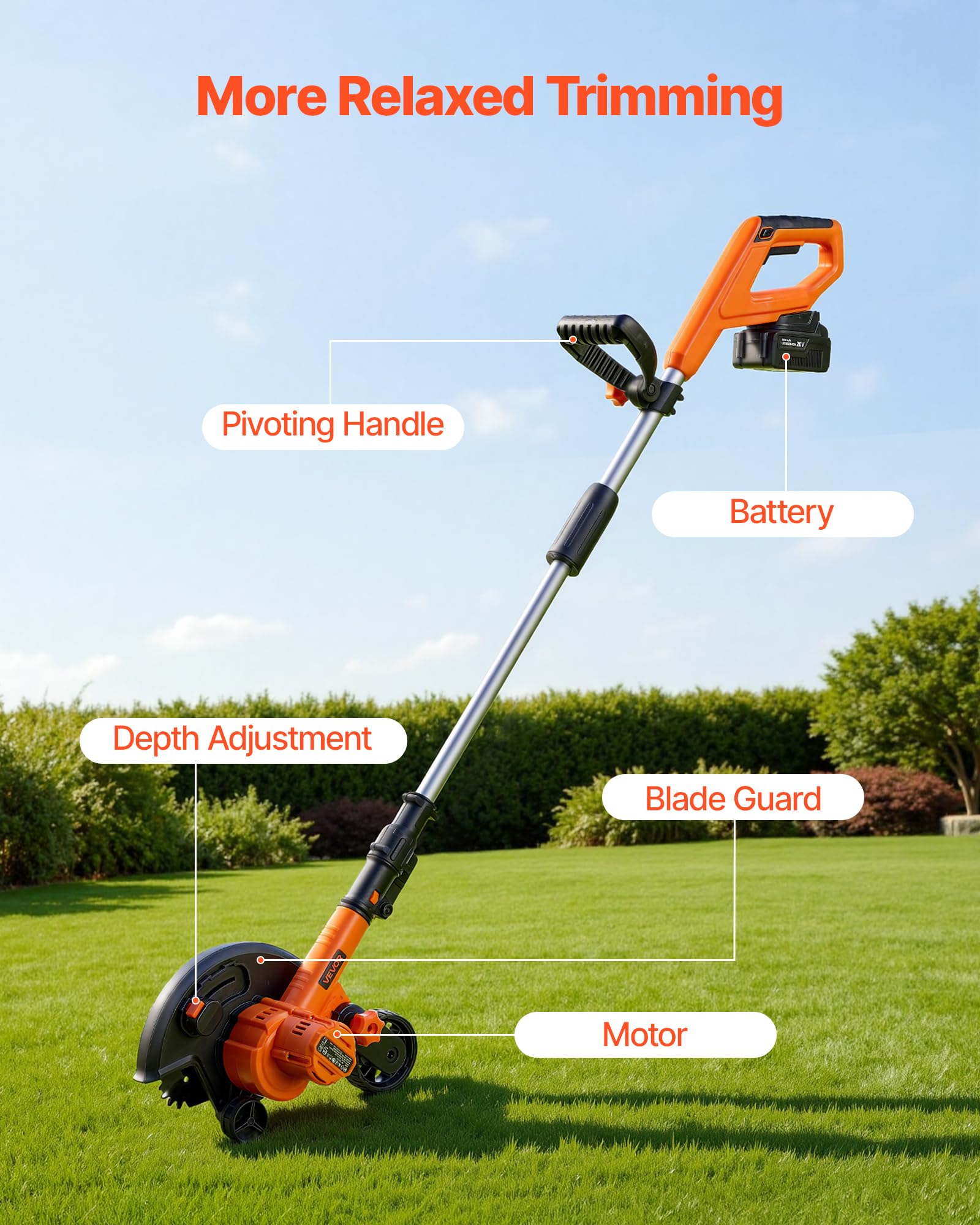 VEVOR edger cutting sidewalk edge demonstrating clean, crisp results