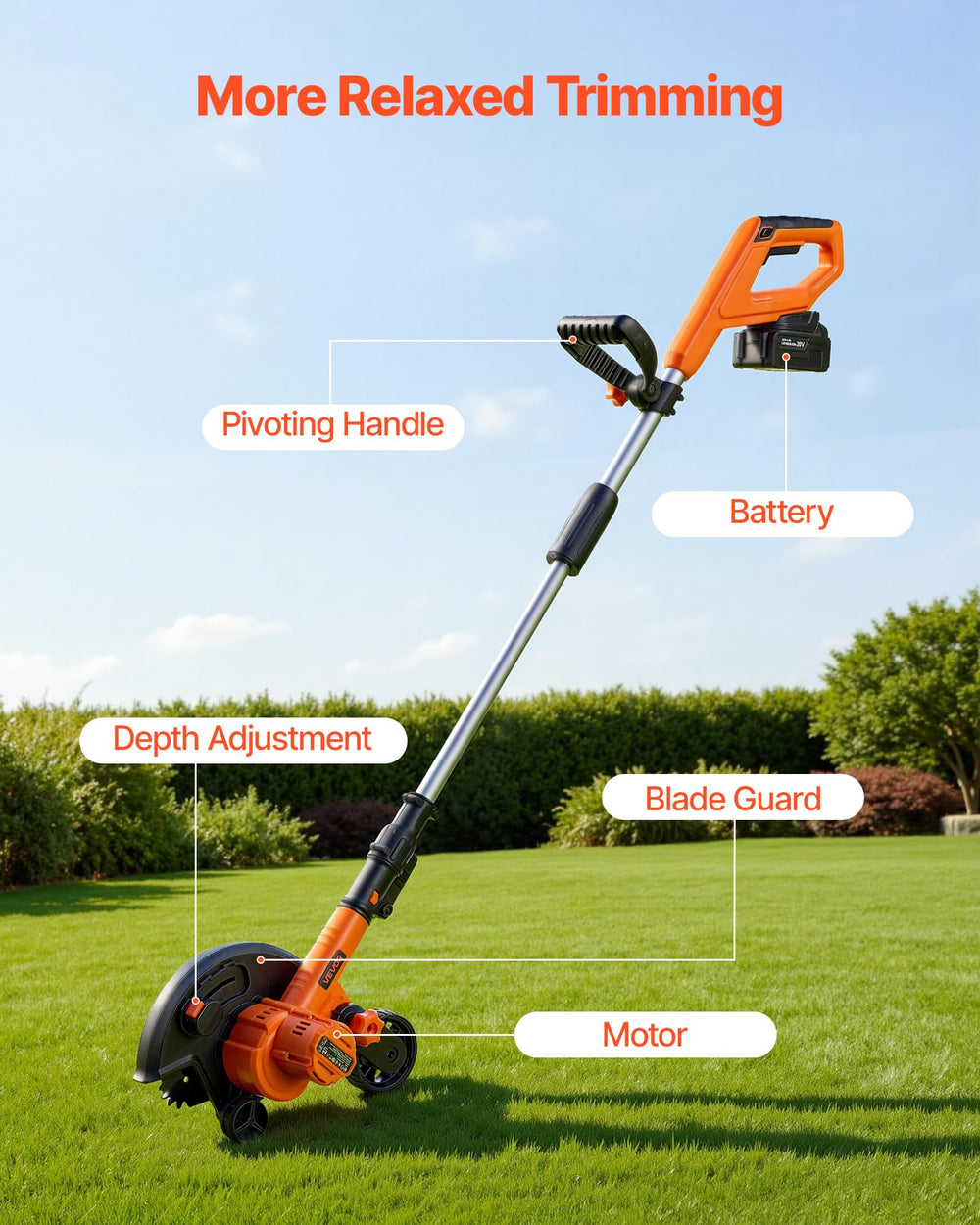 VEVOR edger cutting sidewalk edge demonstrating clean, crisp results