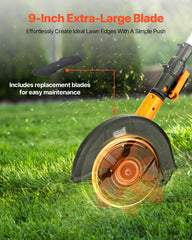 VEVOR battery installed in edger showing quick swap and runtime benefit