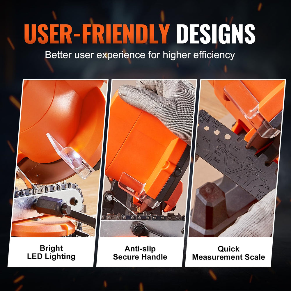 VEVOR bright LED illuminating grind area for precise sharpening visibility