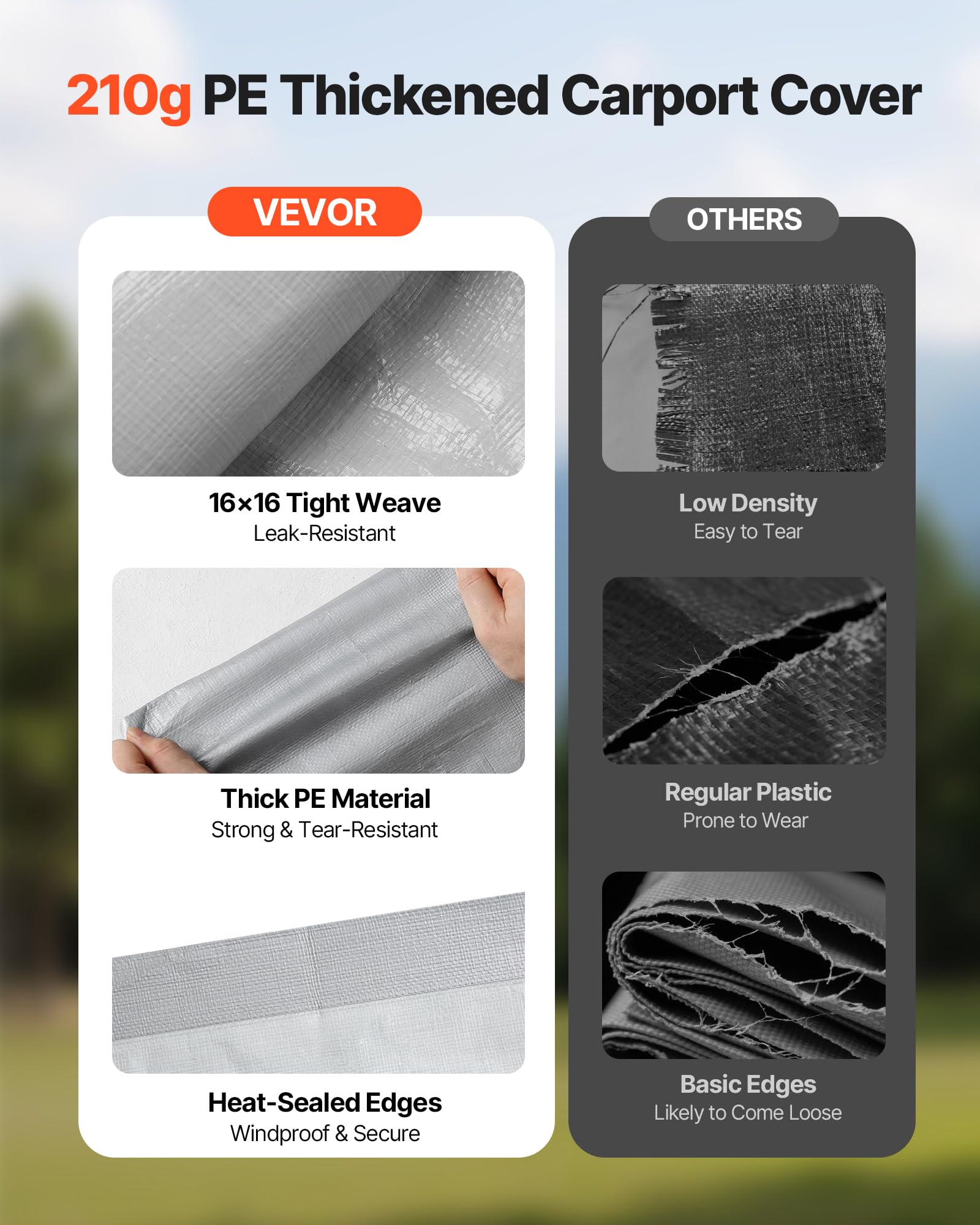 VEVOR leg skirt and bungee cords detail for secure base fastening