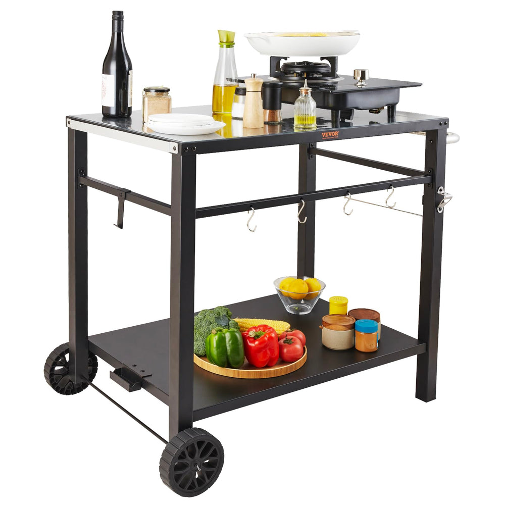 VEVOR lifestyle backyard grill station portraying convenient outdoor cooking workflow