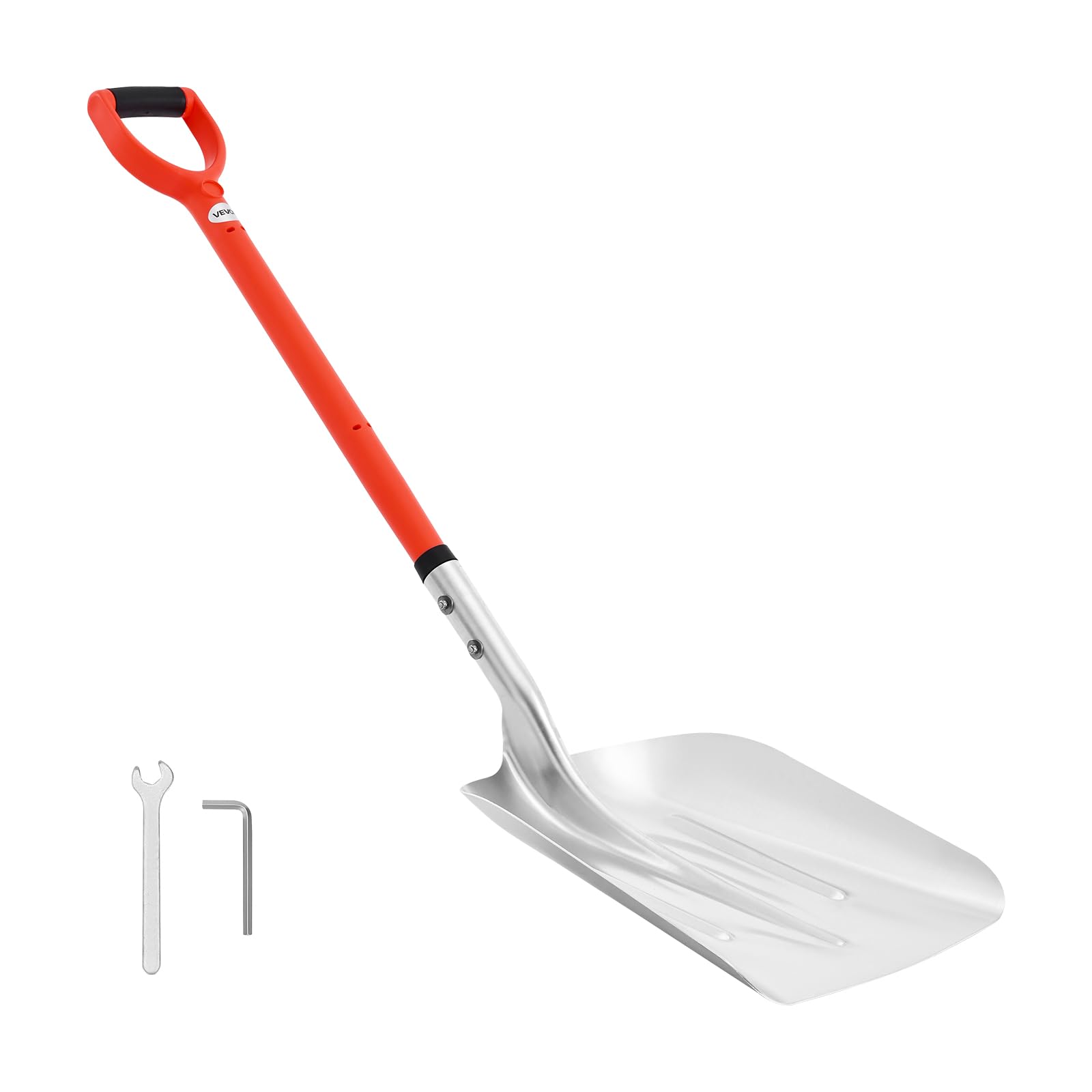 VEVOR lifestyle winter porch scene showing homeowner using shovel with confidence