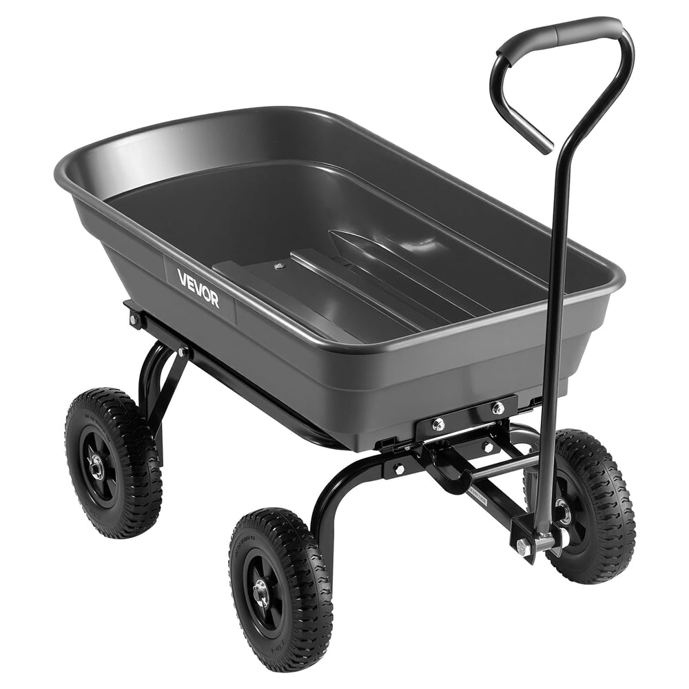 VEVOR lifestyle yard use with user illustrating easy pulling and dumping