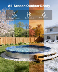 VEVOR liner fully installed in backyard steel-sided pool showing smooth, finished interior