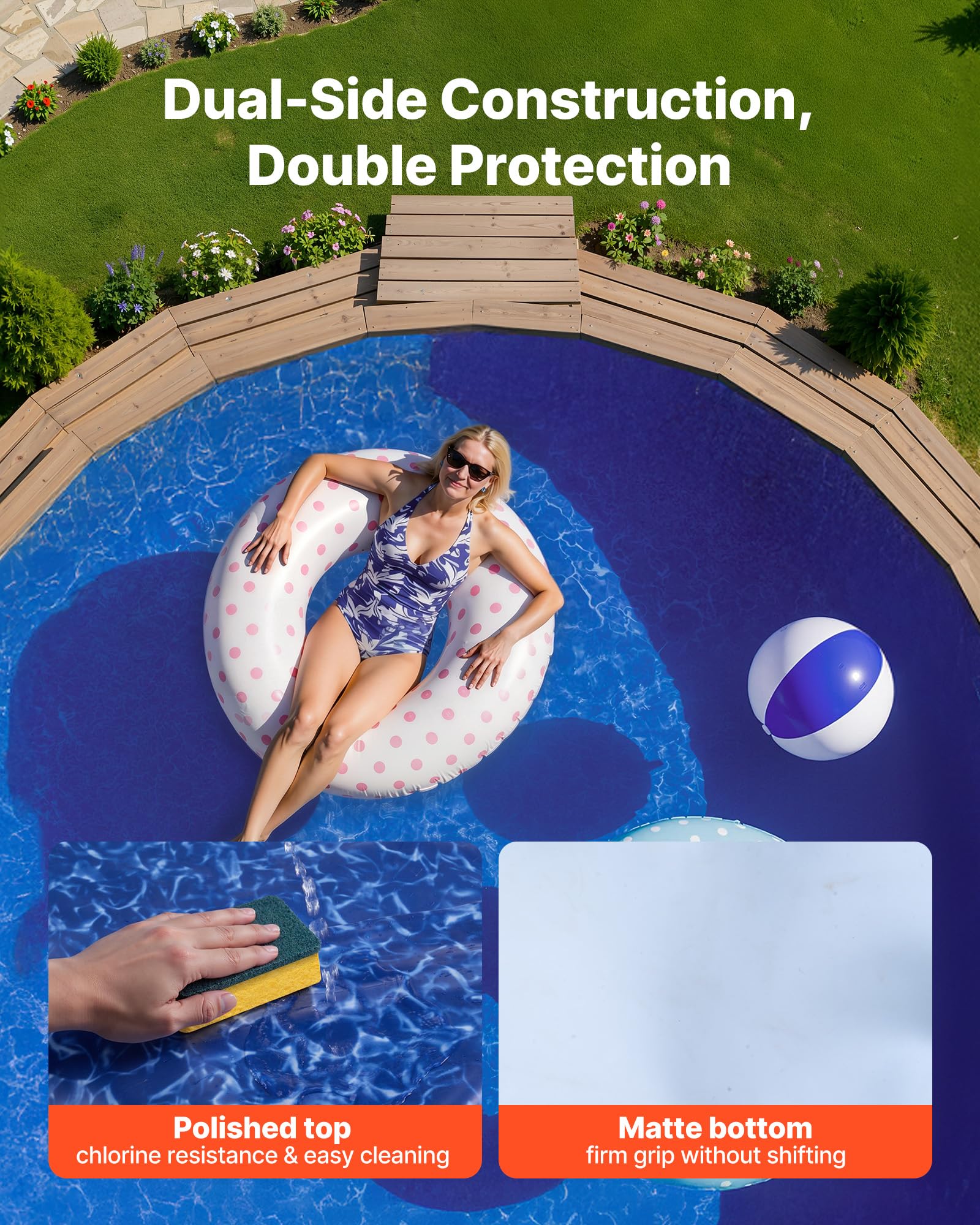 VEVOR matte anti-slip backing close-up improving liner grip and reducing movement
