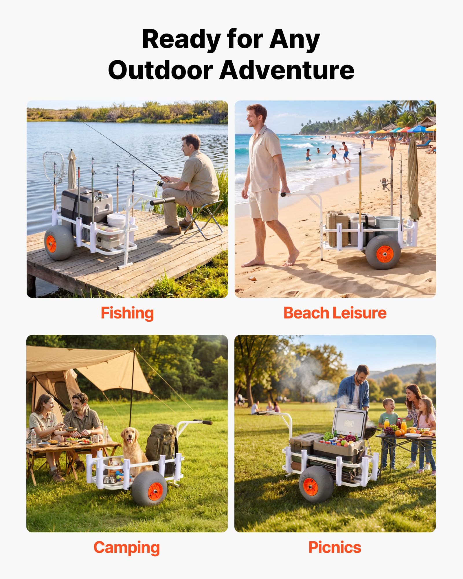VEVOR loaded cart on beach carrying coolers and chairs with ease