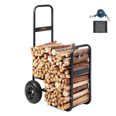VEVOR log cart front view showing sturdy frame and storage benefit
