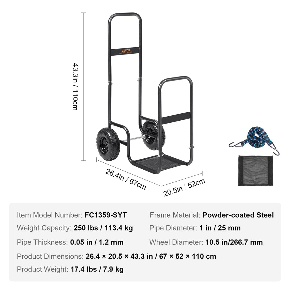 VEVOR log cart on garden path showing ease of movement over uneven terrain