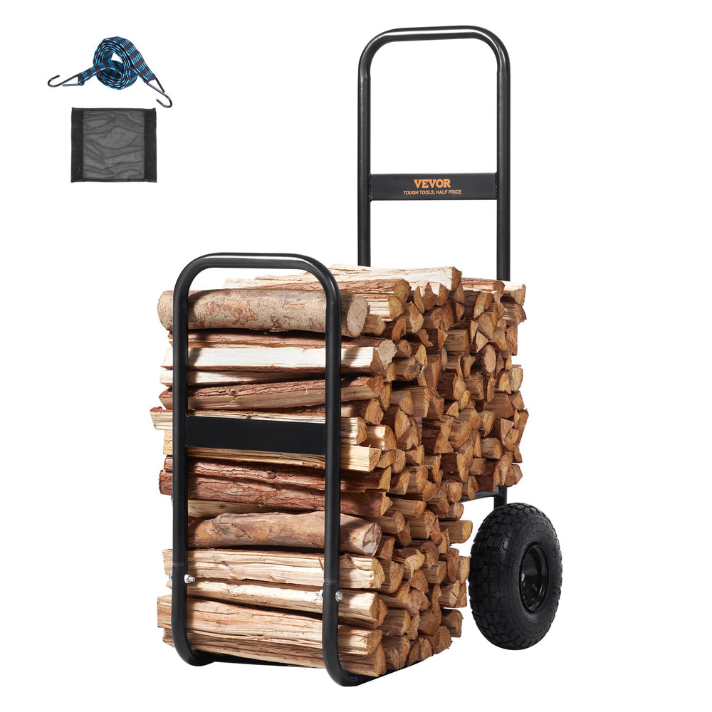 VEVOR log cart powder-coated frame closeup showing rust-resistant durability
