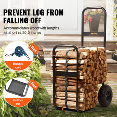 VEVOR log cart protective mesh detail securing logs and preventing spills