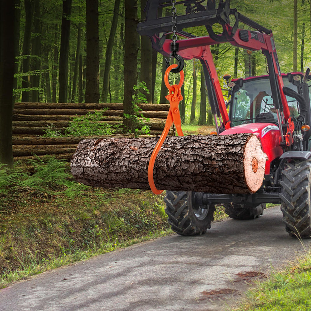 VEVOR tongs lifting logs onto trailer for efficient transport