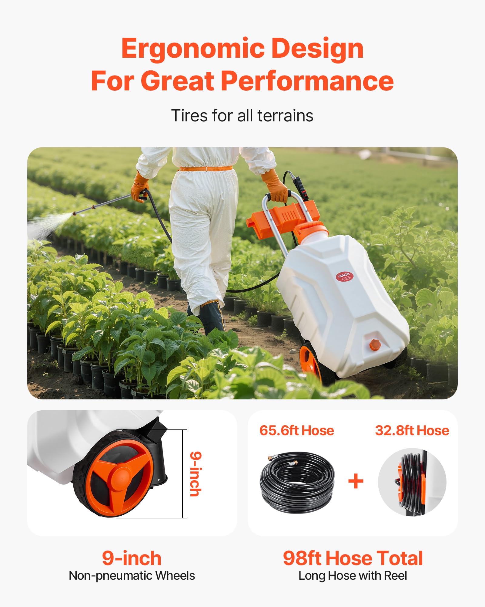 VEVOR long 98ft hose extended to reach tall plants and distant beds