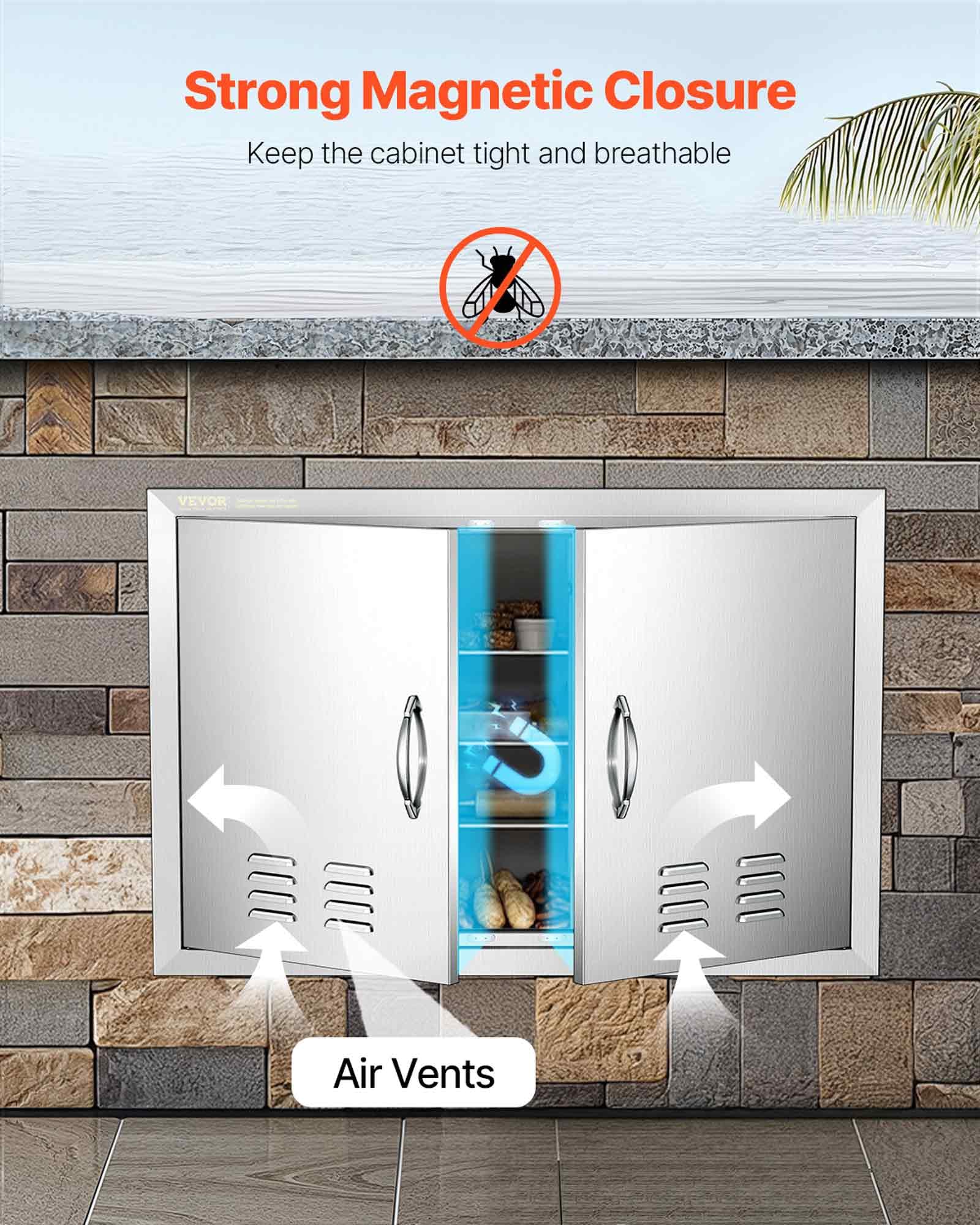 VEVOR louvered vent closeup improving cabinet airflow and safe storage