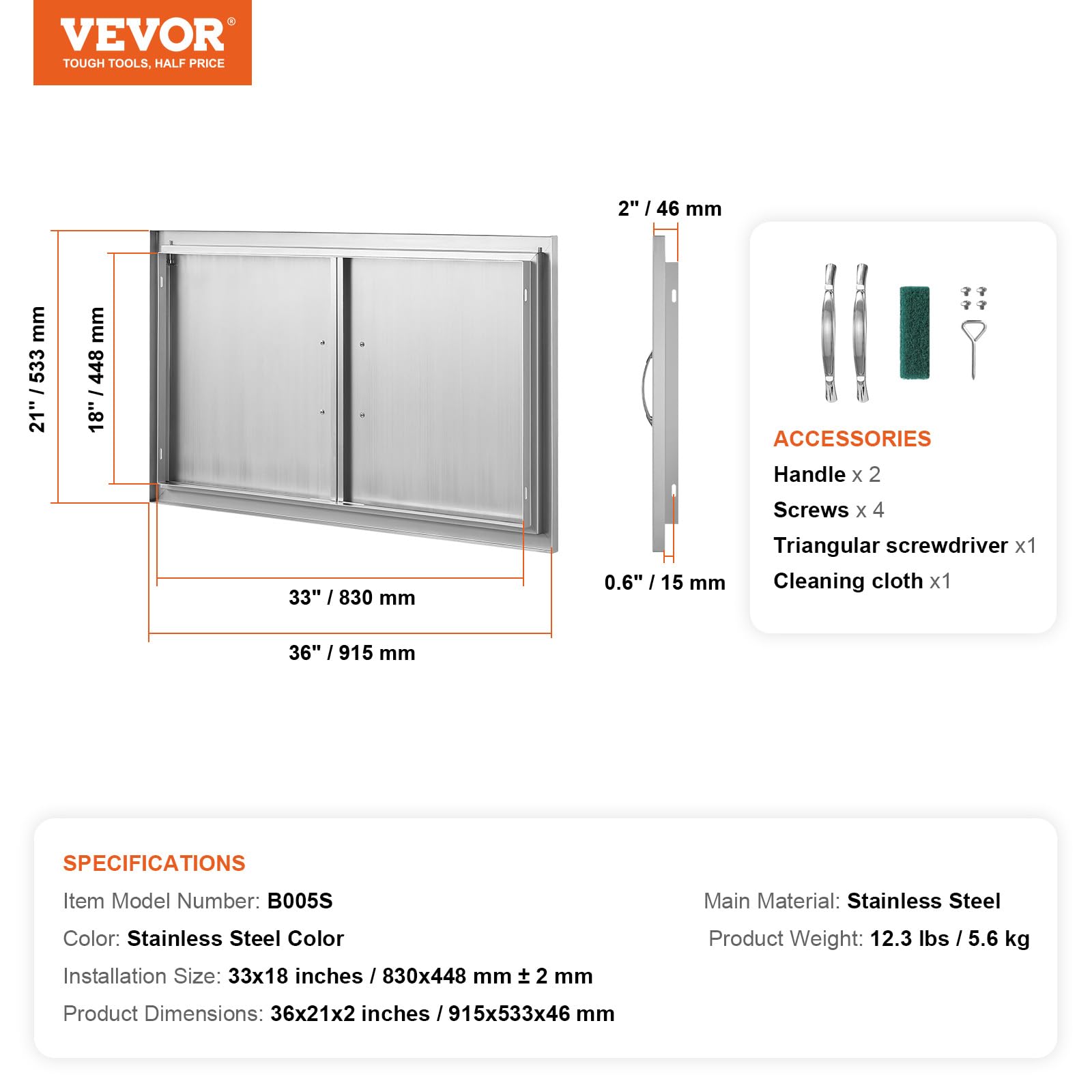 VEVOR magnetic catches top and bottom keeping cabinet doors securely closed