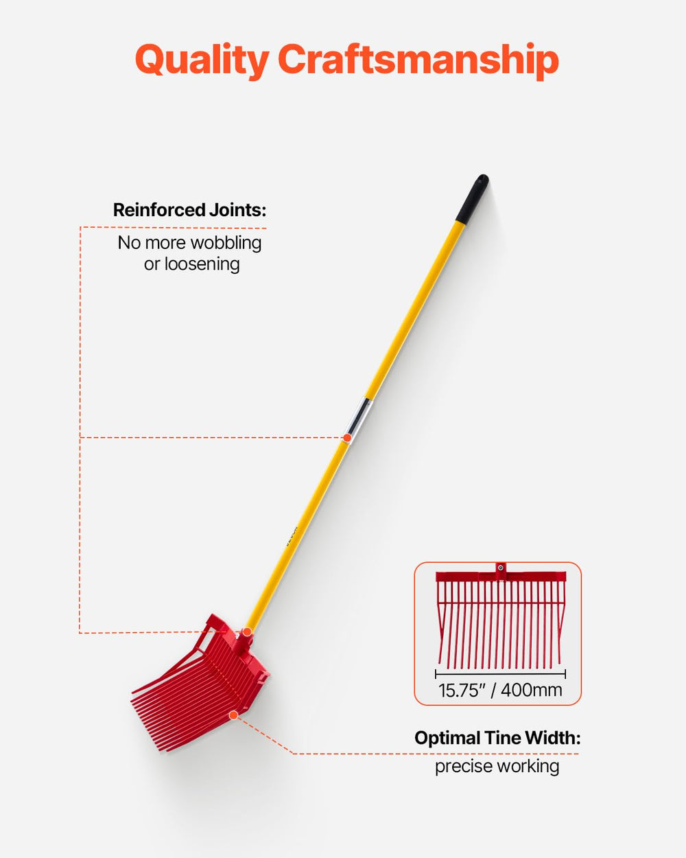 VEVOR close-up fiberglass handle showing durability and lightweight control