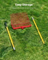 VEVOR manure fork full length in use reducing back strain during chores