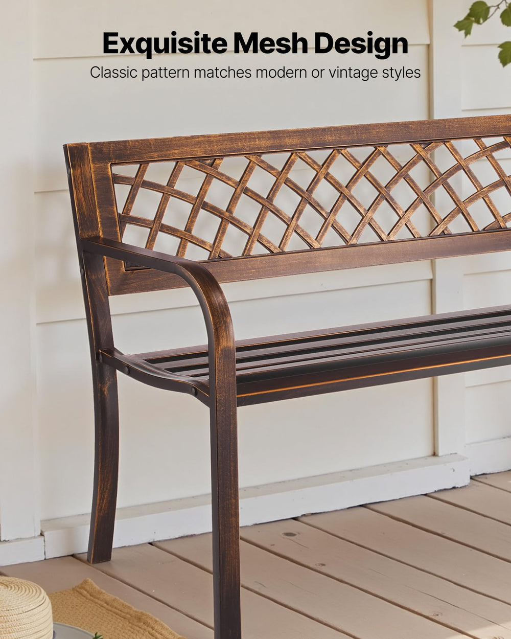 VEVOR mesh backrest close-up showing PVC pattern that breathes and resists weather
