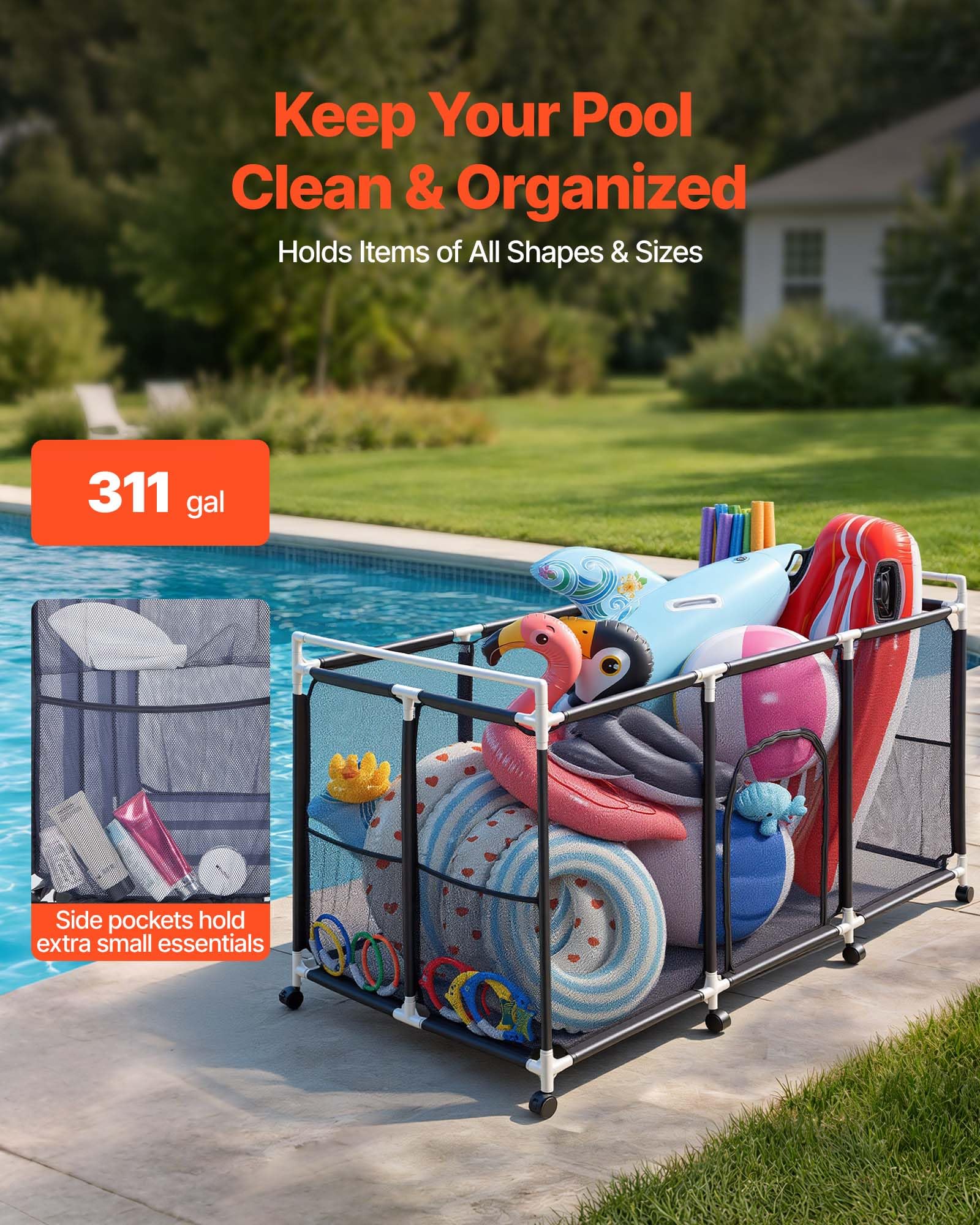 VEVOR close-up of zippered polyester mesh that dries toys faster and stays breathable