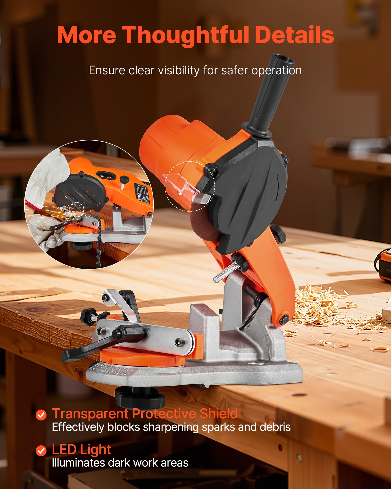 VEVOR mounted on workbench to show size and secure bolting for reduced vibration