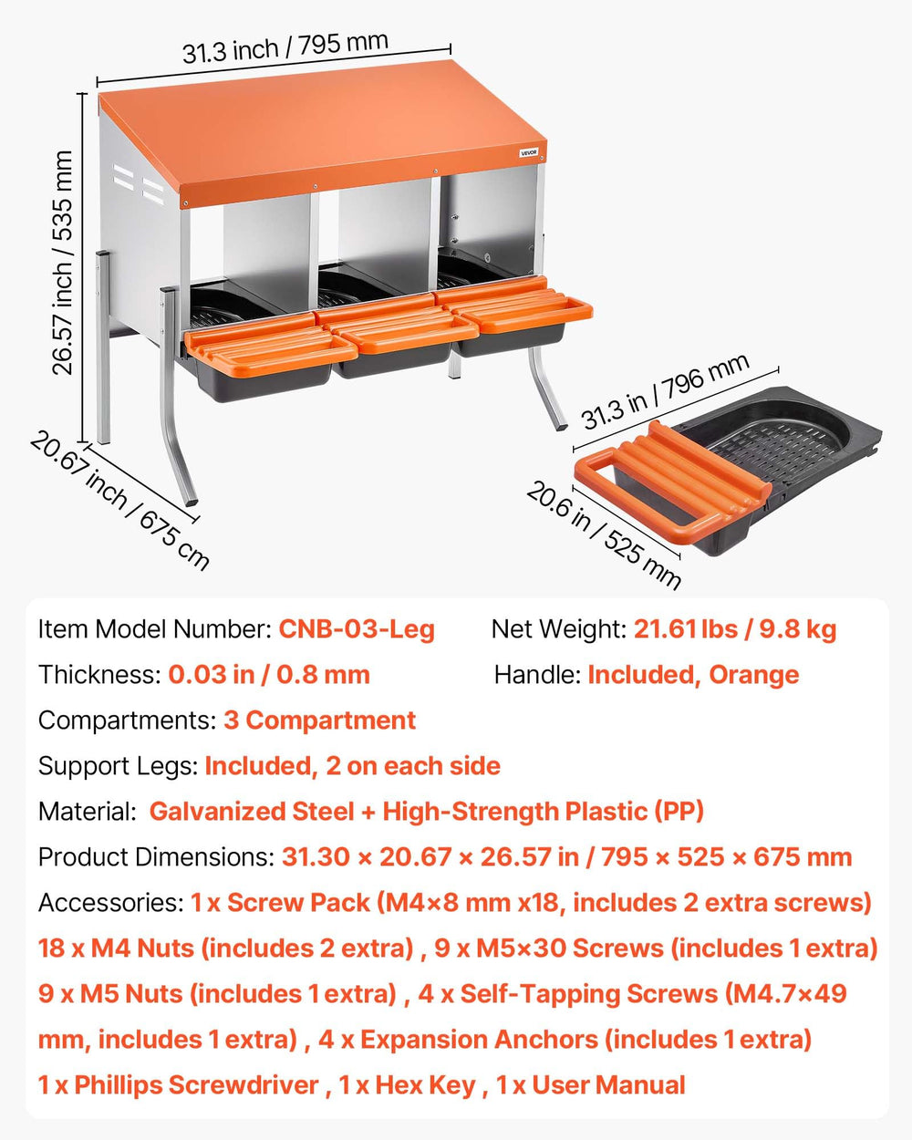 VEVOR nesting box mounted on a wooden coop wall benefit: flexible wall installation