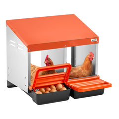 VEVOR front view showing two-compartment nesting box and easy egg access
