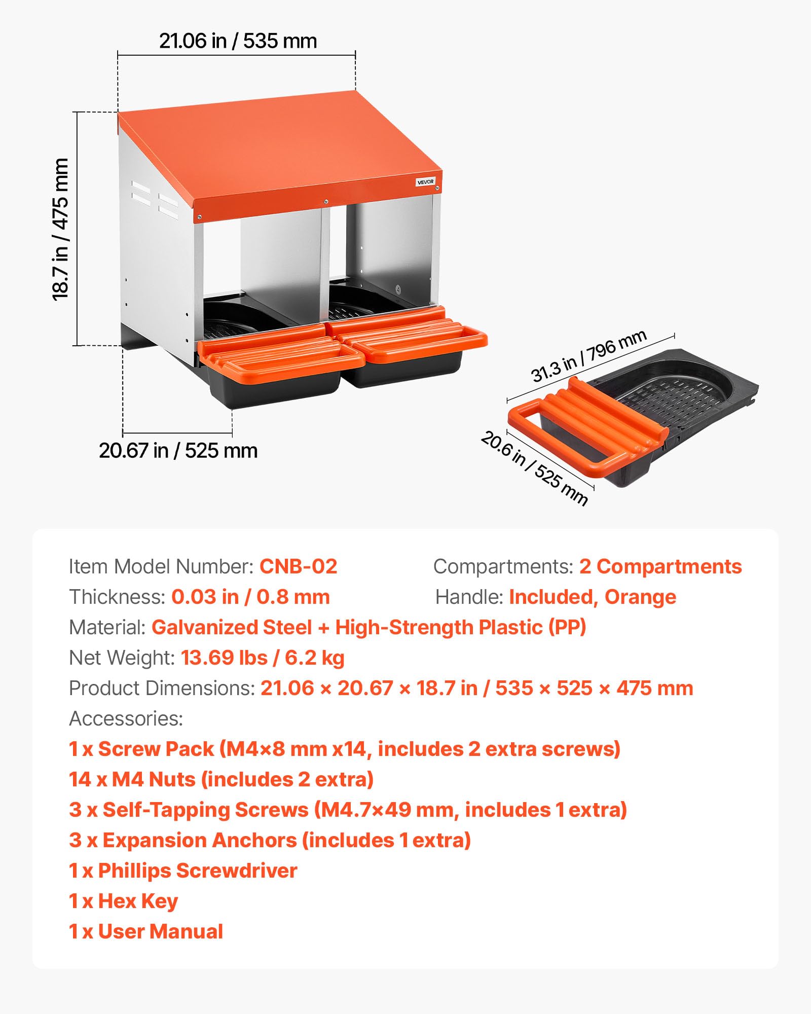 VEVOR wide landing platform detail providing easier hen entry and comfort