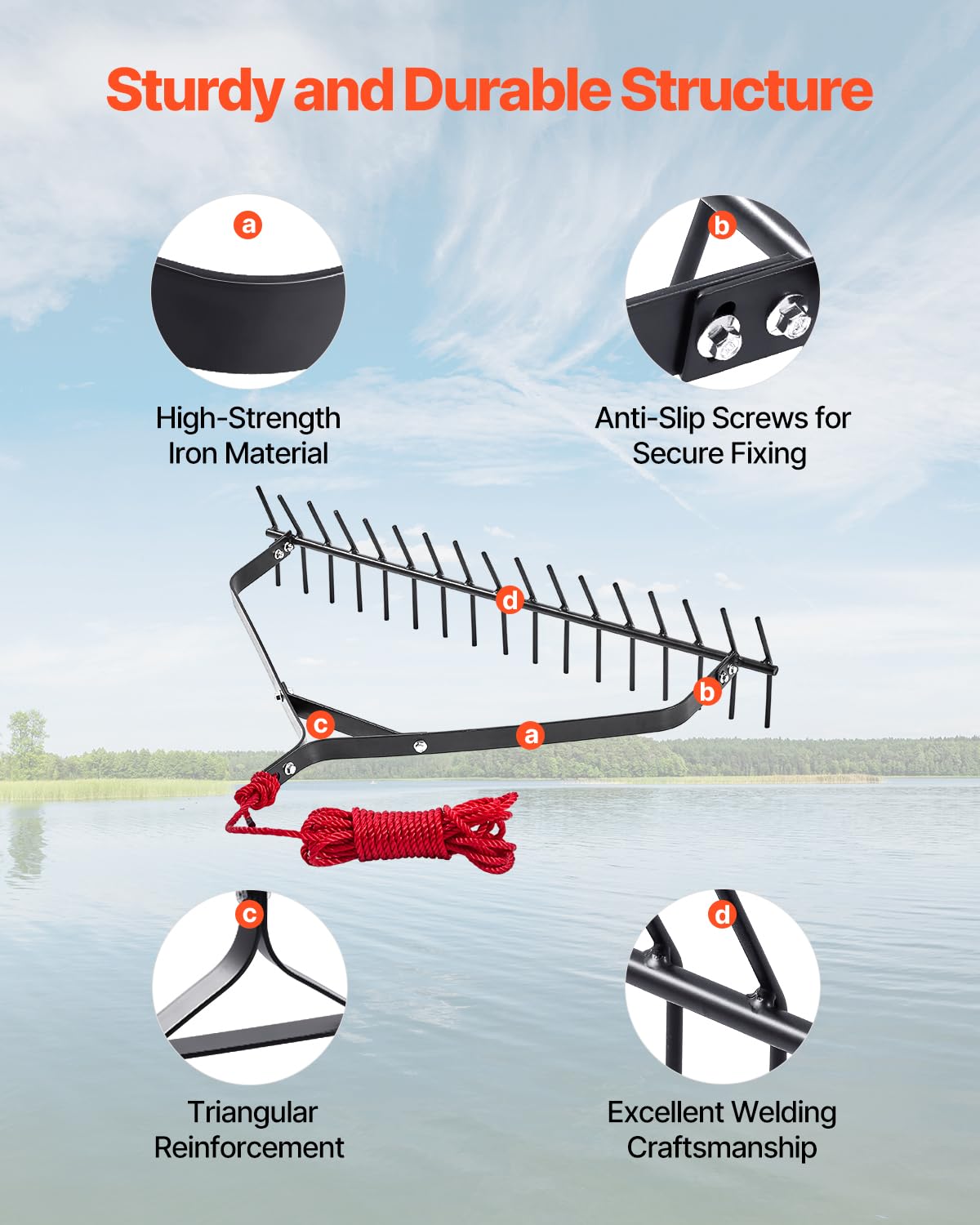 VEVOR net bag and 30ft rope accessories for easier debris collection