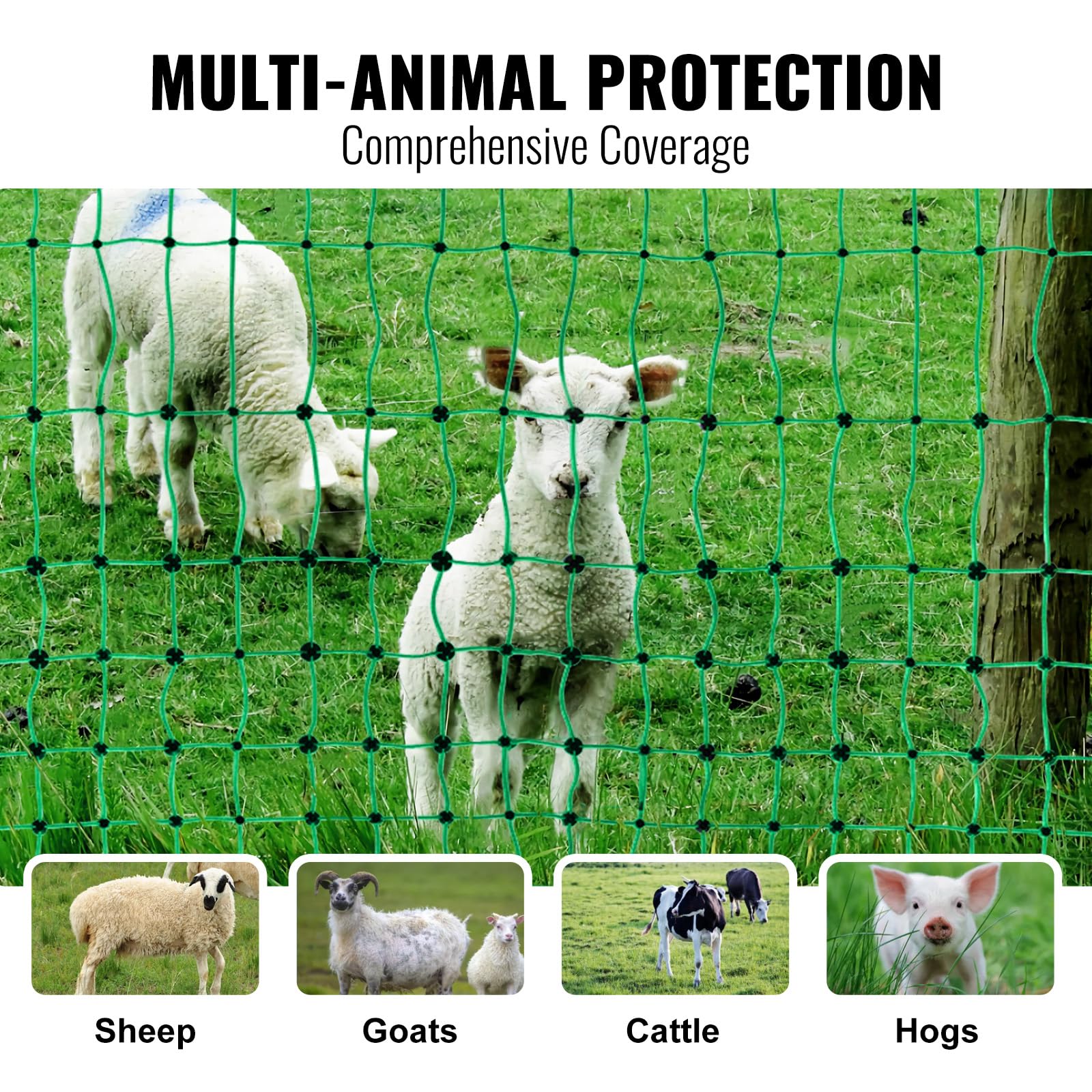 VEVOR netting in use around sheep demonstrating safe containment