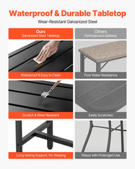VEVOR bar table on balcony demonstrating space-saving placement and entertaining benefit