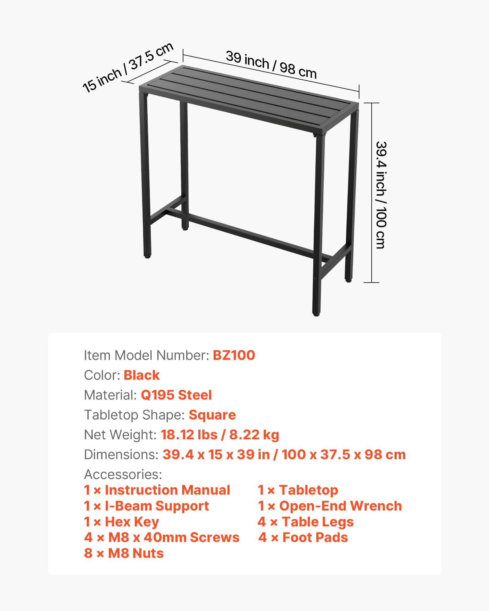 VEVOR closeup of adjustable leveling foot ensuring table stability on uneven ground