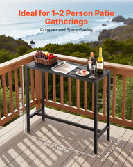 VEVOR closeup of galvanized tabletop highlighting waterproof, easy-clean surface