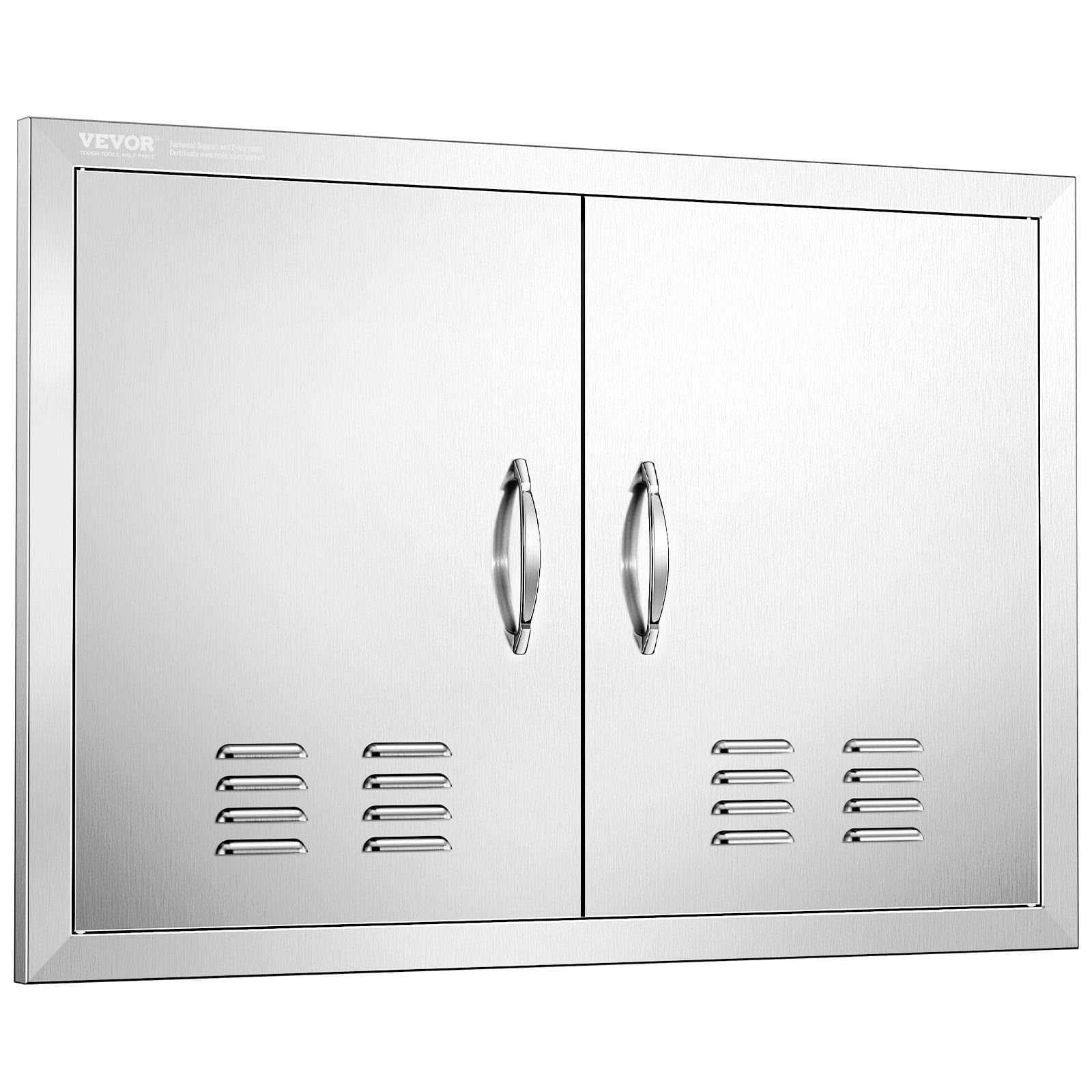 VEVOR front view of double stainless doors shows weatherproof finish and neat access