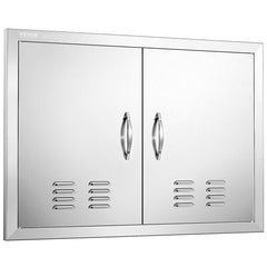 VEVOR front view of double stainless doors shows weatherproof finish and neat access