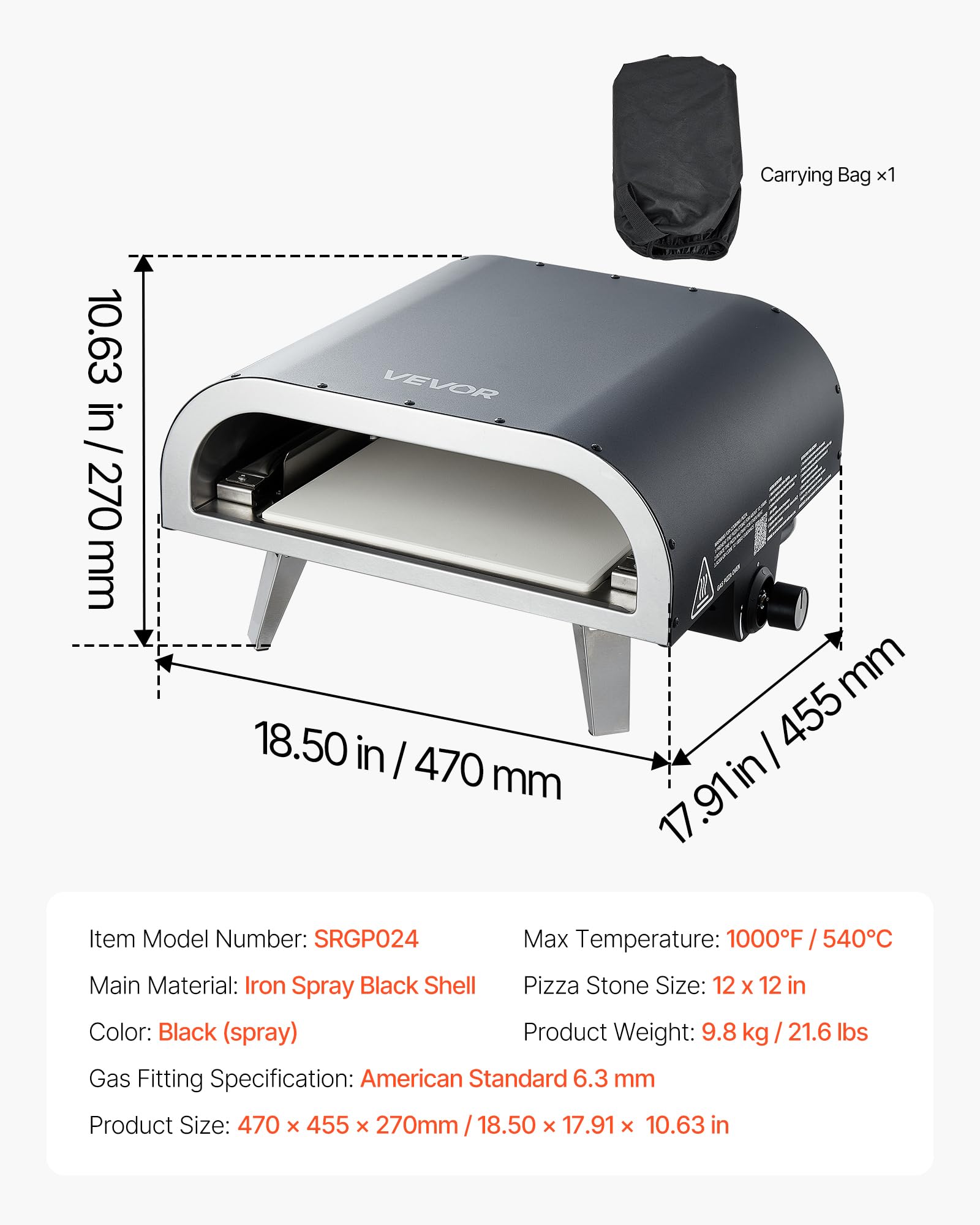 VEVOR oven packed for camping showing portable design and travel convenience