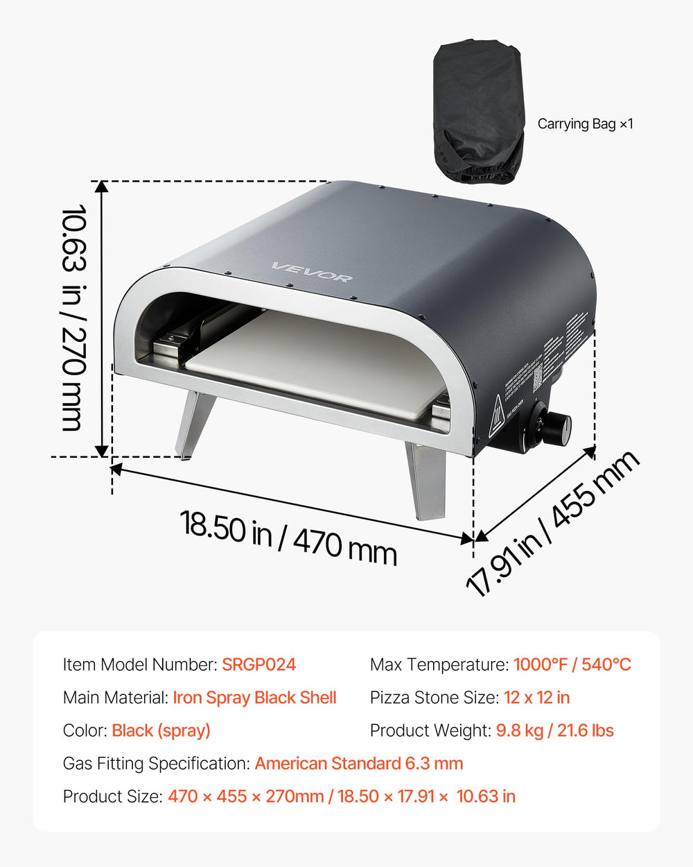 VEVOR oven packed for camping showing portable design and travel convenience