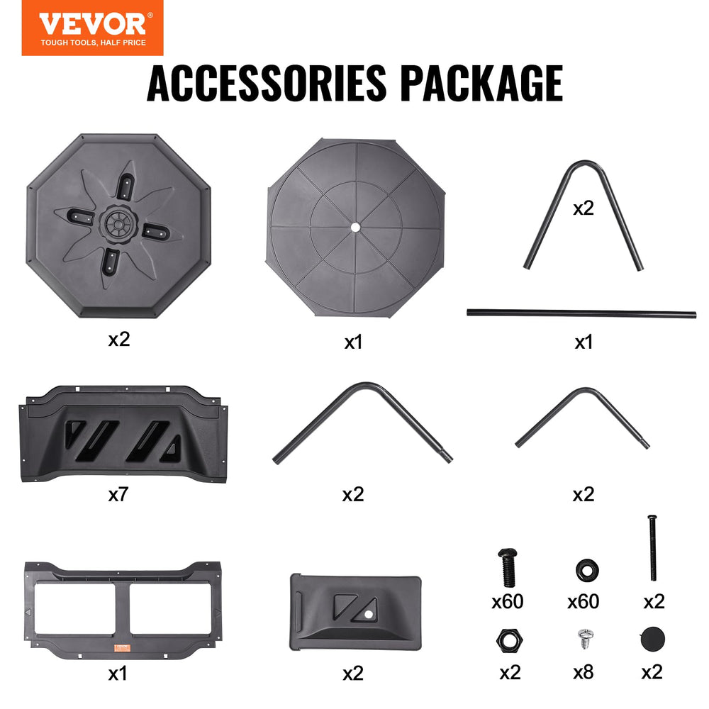 VEVOR included gloves and tools laid out for easy assembly