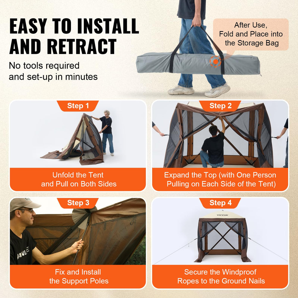 VEVOR gazebo folded in carry bag showing compact transport and storage benefit