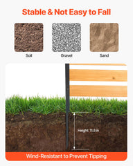 VEVOR metal stakes anchored into soil providing stable outdoor support