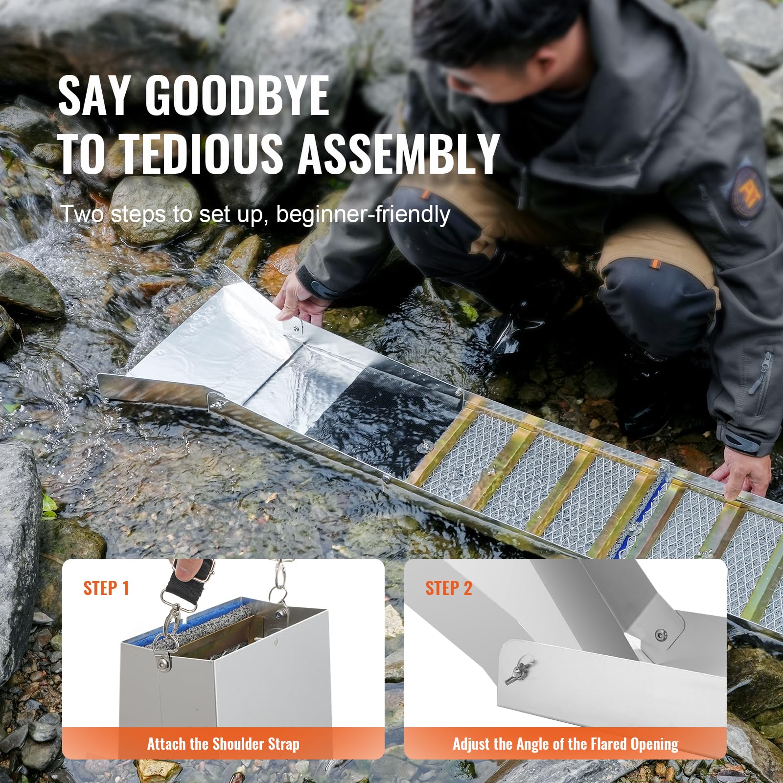 VEVOR paydirt scoop with sample demonstrating quick sampling and measured material collection