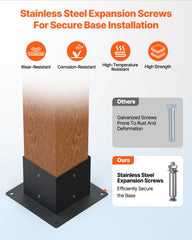VEVOR three-way corner bracket installed on a wooden post for reinforced joints