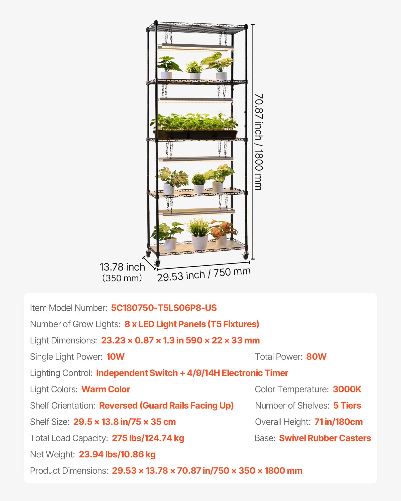 VEVOR seedling trays under LEDs showing accelerated germination and even coverage